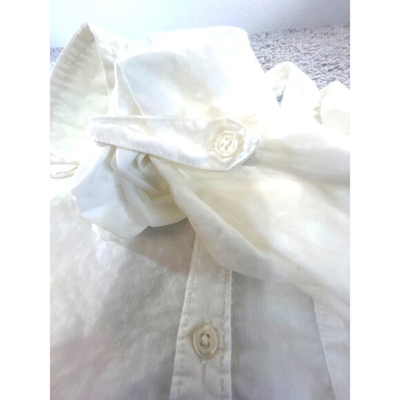 Marc Anthony Womens Top Button-Up Long Sleeves Roll-Up Cuff  White Textured Smal - Picture 6 of 9